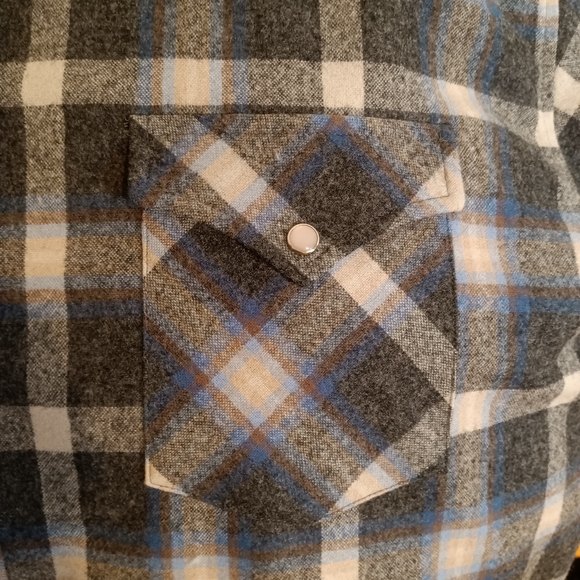 Pendleton Tall XL Canyon Shirt Mens Medium Gray Plaid Pearl Snap - Picture 5 of 10